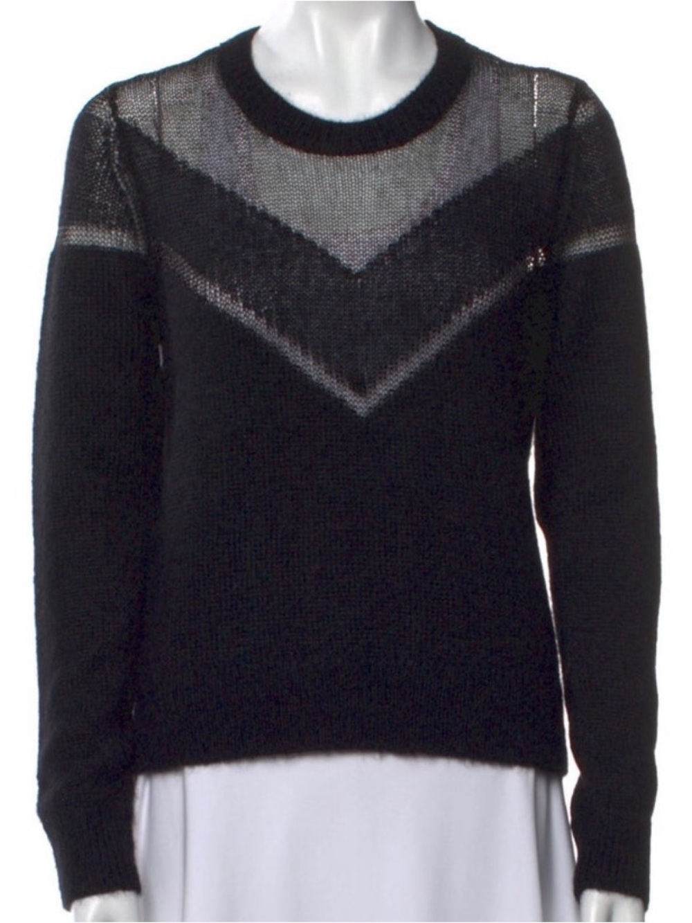 black XS crew neck rag & bone sweater with mesh
